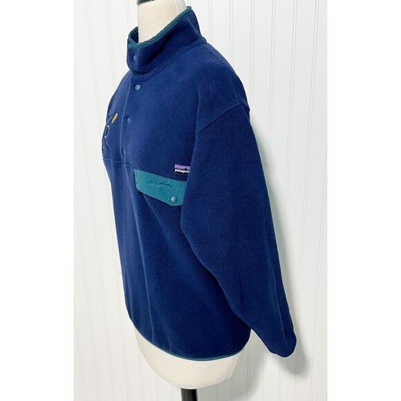 Patagonia Synchilla T Snap Men's Peddie Crew Fleece Jacket Blue‎ Size Small - Picture 8 of 13